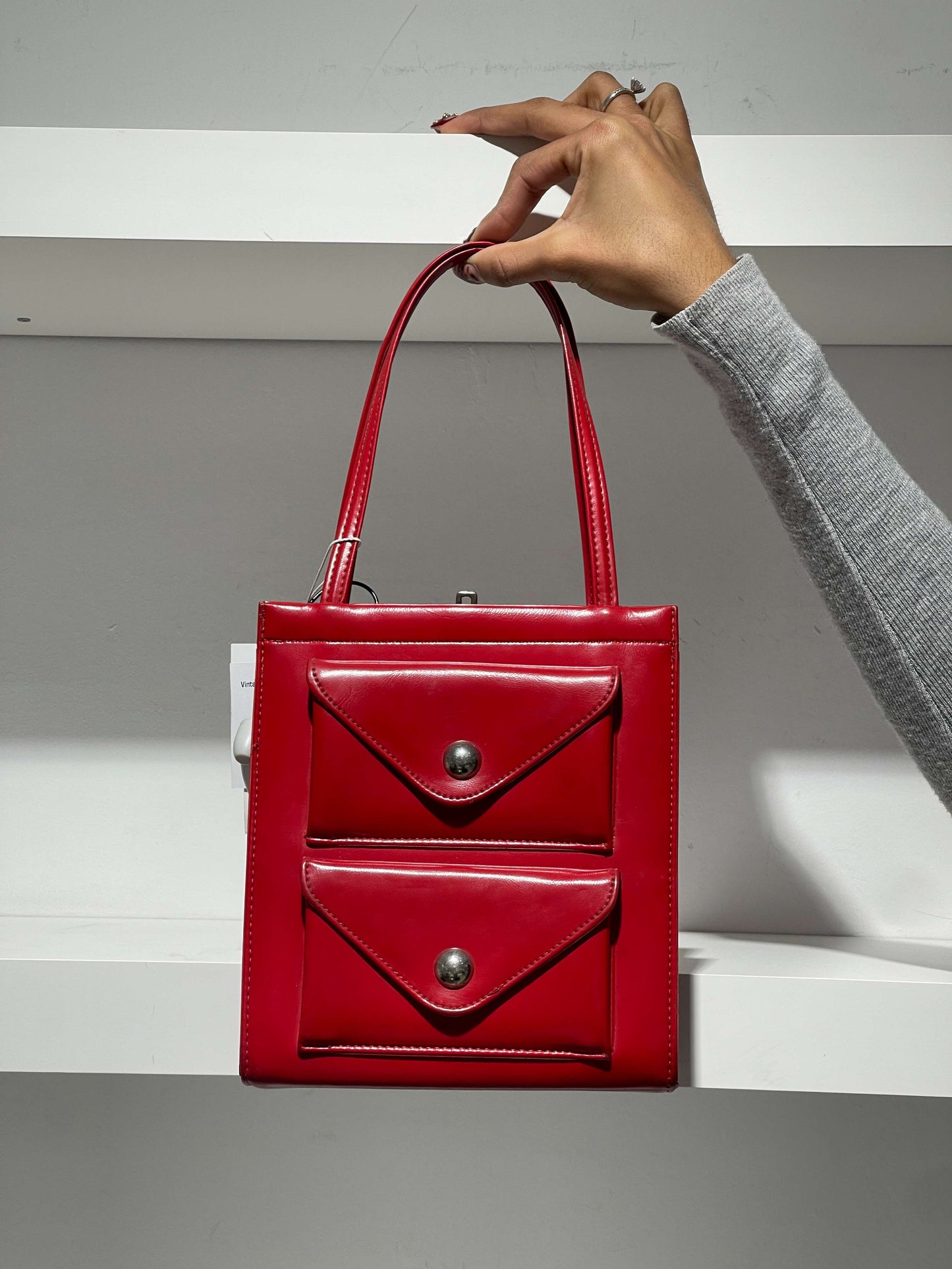 Vintage 70s Retro Red Mini Bag With Pockets