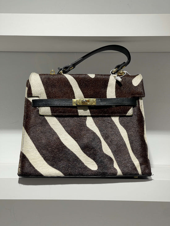 Vintage Late 90s Hermès Style Zebra Leather Bag