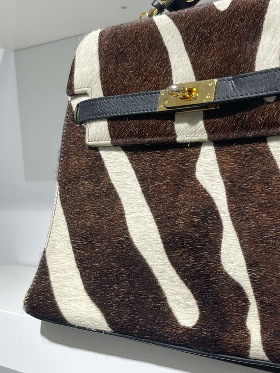 Vintage Late 90s Hermès Style Zebra Leather Bag