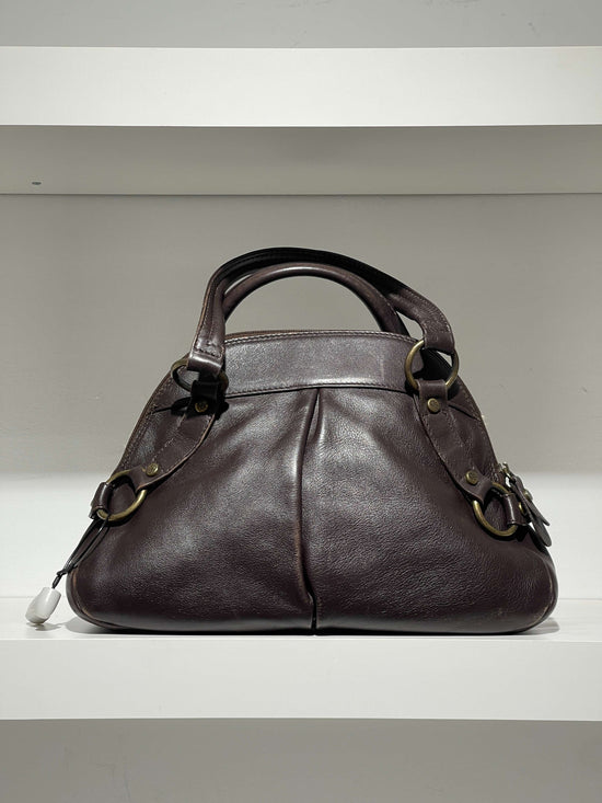 Vintage 00s Prada Style Cow Leather Bowling Bag