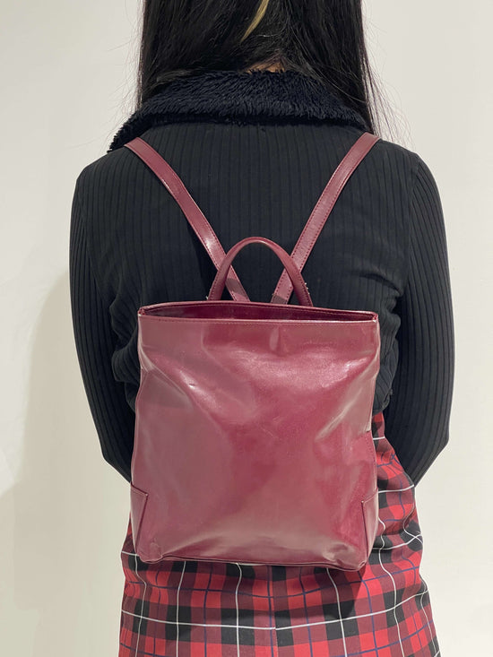 Vintage 90s Caroline Bassette Style Burgundy Backpack