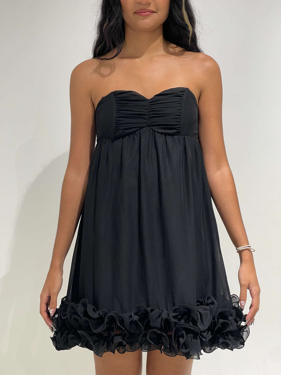 Vintage 90s Kendall Jenner Style Bandeau Ruffled Dress