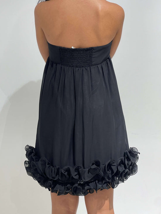 Vintage 90s Kendall Jenner Style Bandeau Ruffled Dress