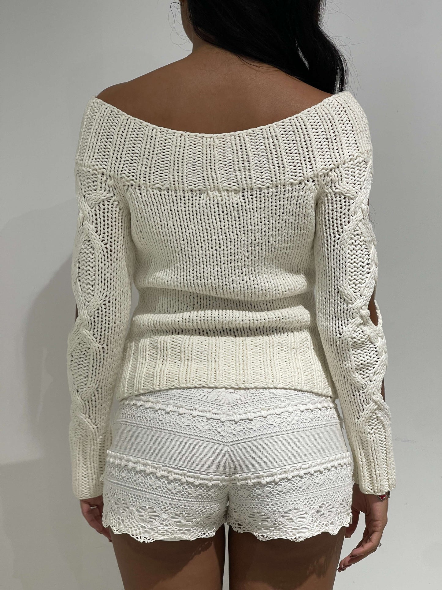 Vintage 00s Bimbo Core Boatneck Knitted Jumper