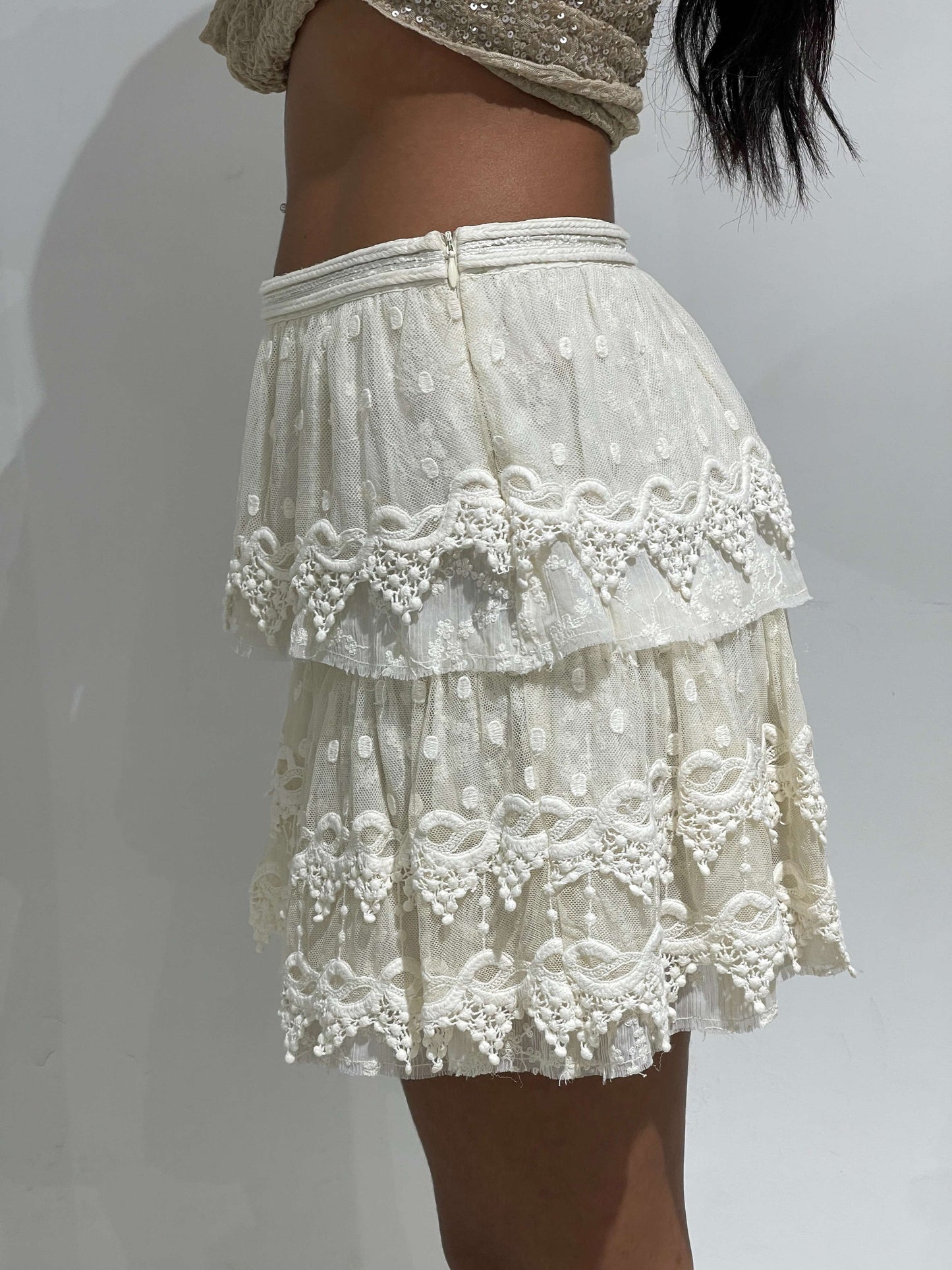 Vintage 00s Isabel Marant Style Boho Ruffled Skirt