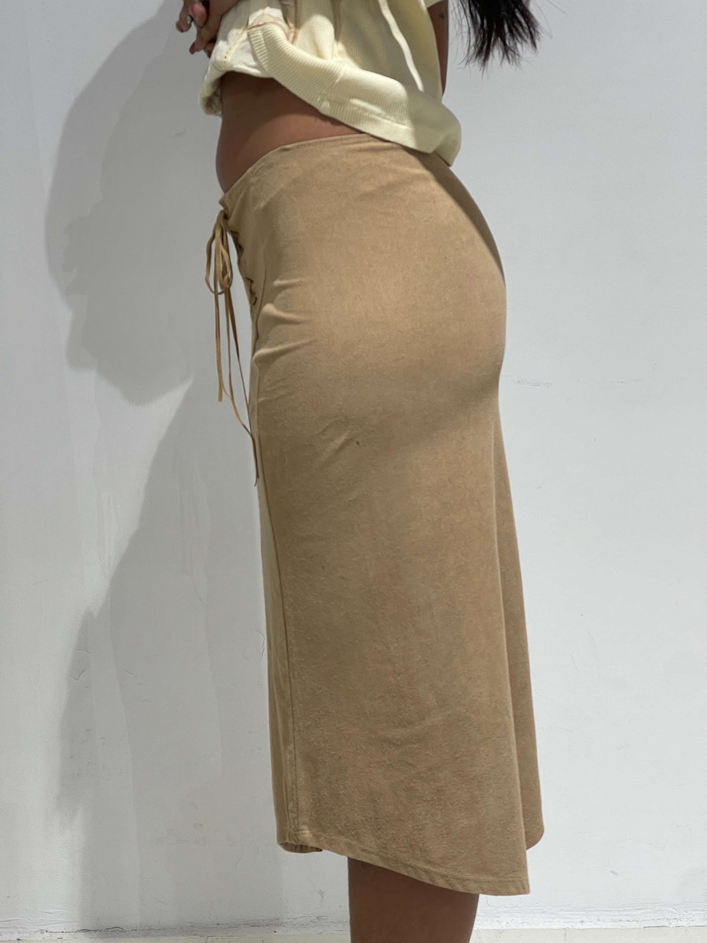 Vintage 90s Cowgirl Braided Suede Midi Skirt