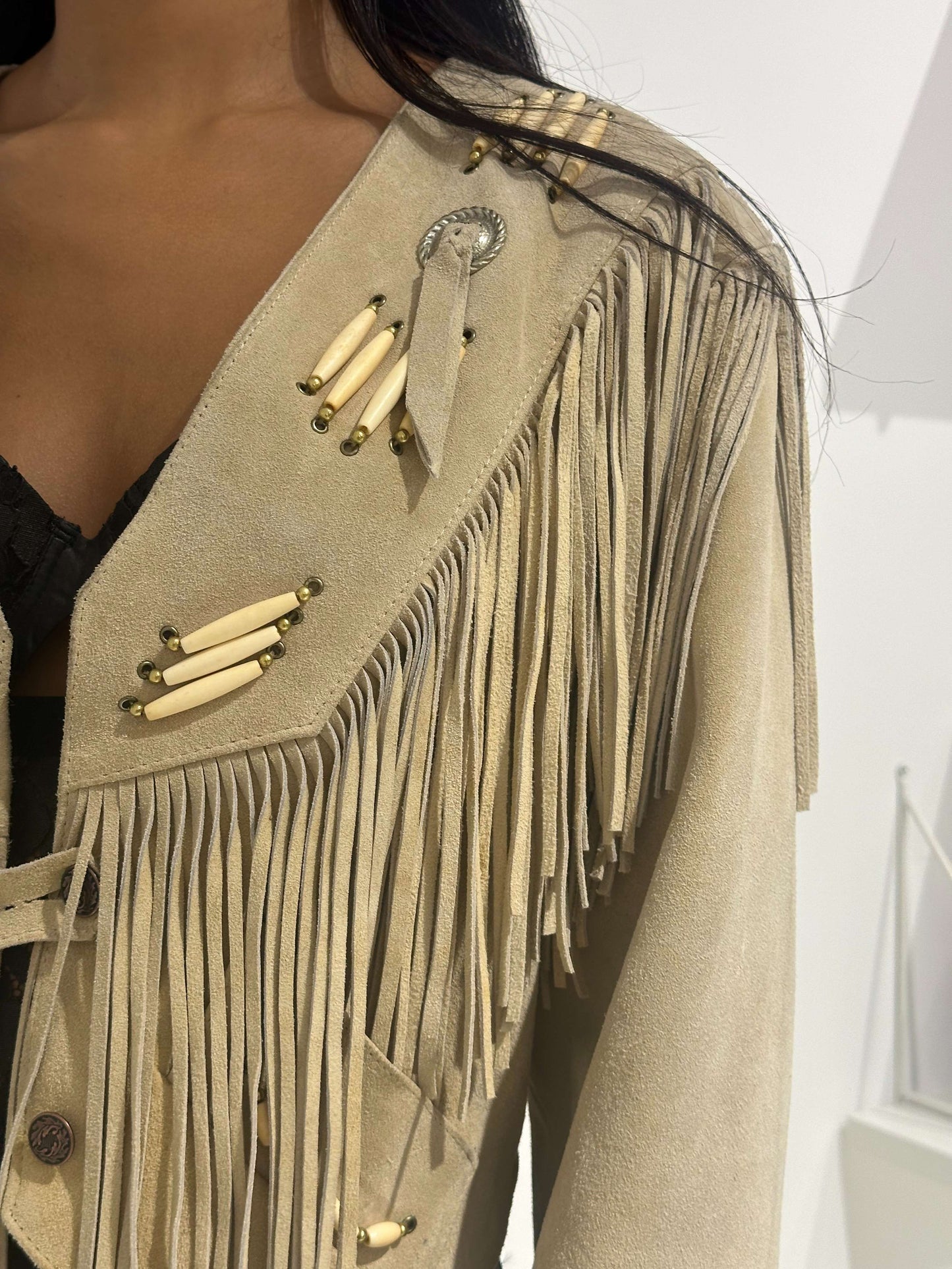 Vintage 00s Isabel Marant Style Boho Suede Jacket With Fringes