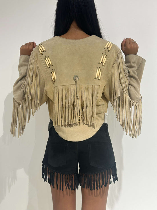 Vintage 00s Isabel Marant Style Boho Suede Jacket With Fringes