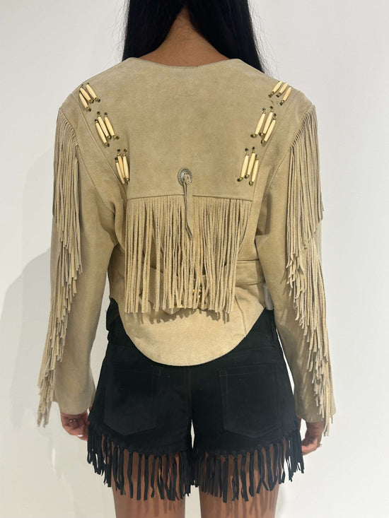 Vintage 00s Isabel Marant Style Boho Suede Jacket With Fringes