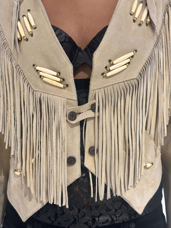 Vintage 00s Isabel Marant Style Boho Suede Jacket With Fringes