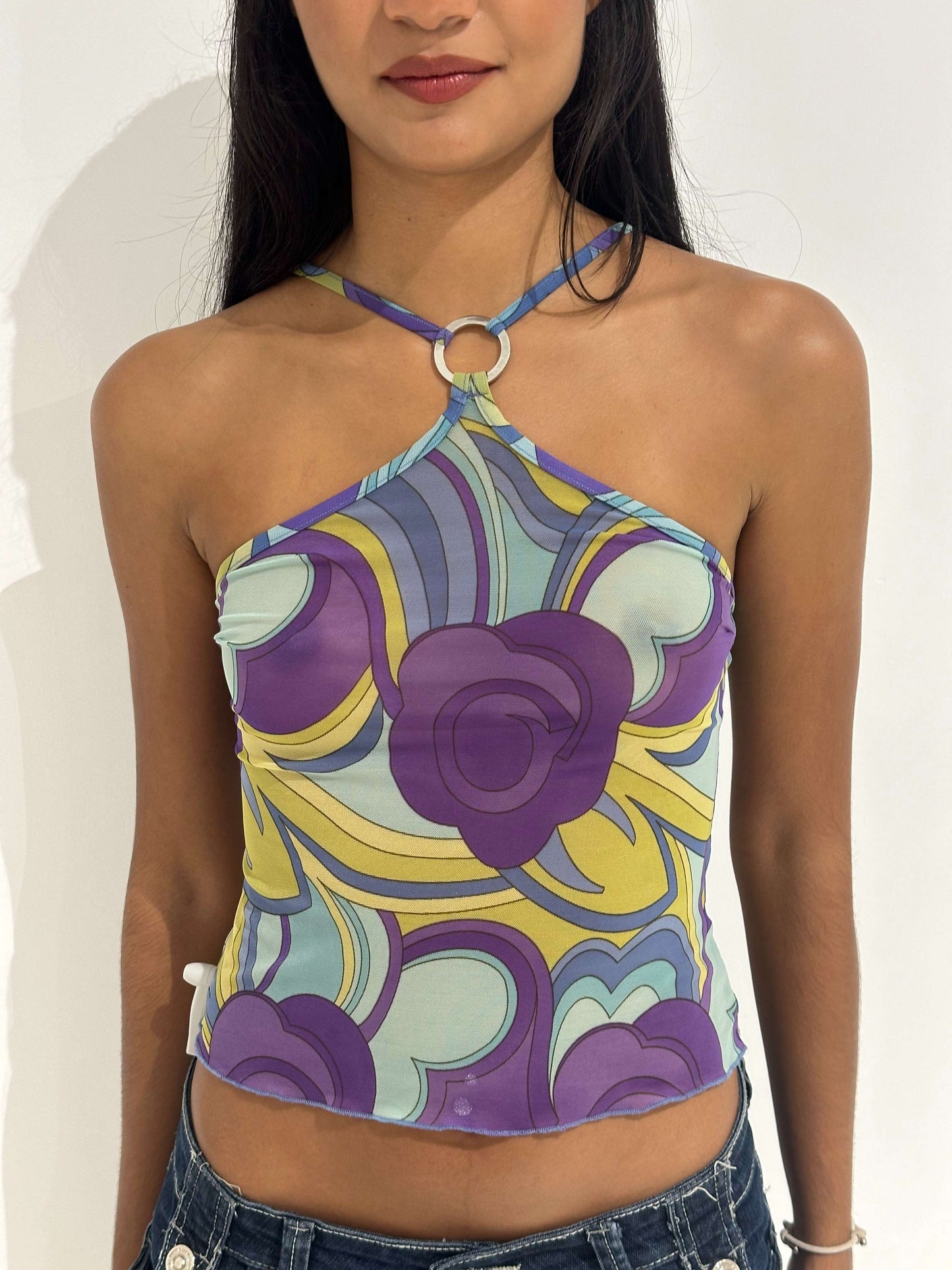 Vintage Y2K Pucci Style Mesh Top