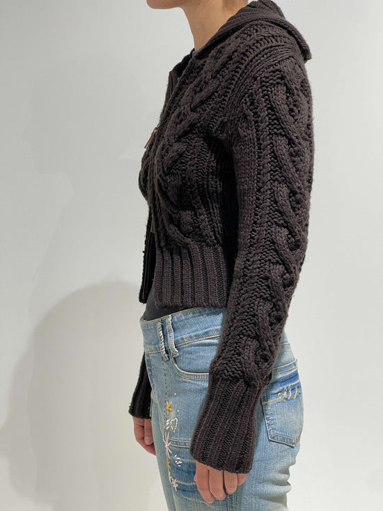 Vinage 00s Chunky Knit Zip Up Cardigan