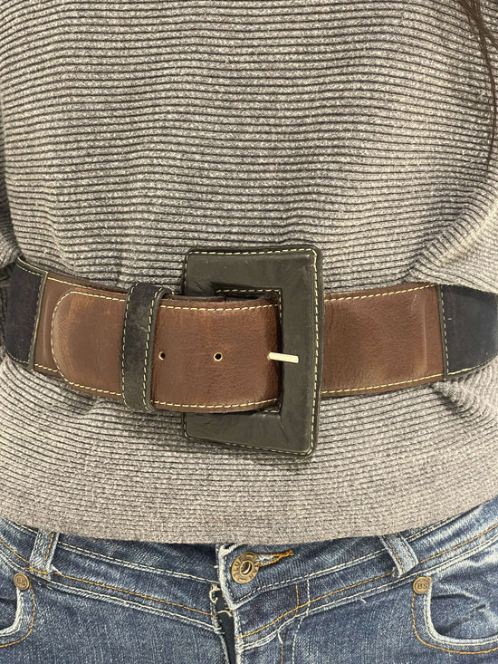 Vintage 90s Double Leather Chunky Belt