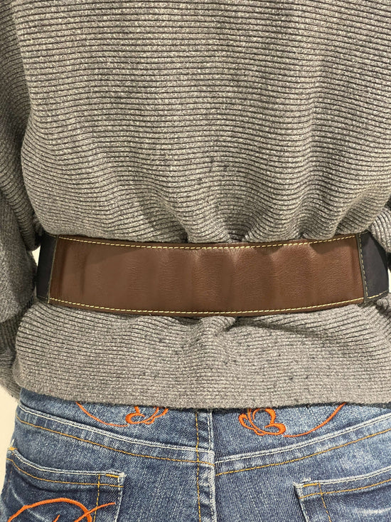 Vintage 90s Double Leather Chunky Belt