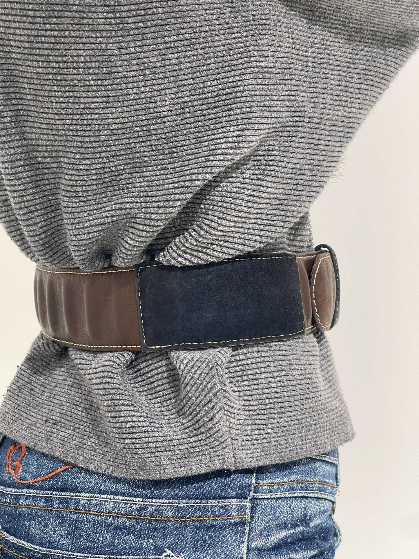 Vintage 90s Double Leather Chunky Belt