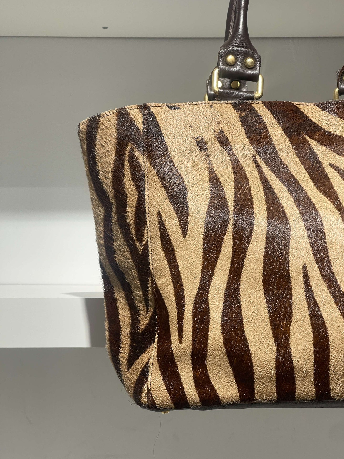 Vintage 00s Zebra Fur Maxi Bag