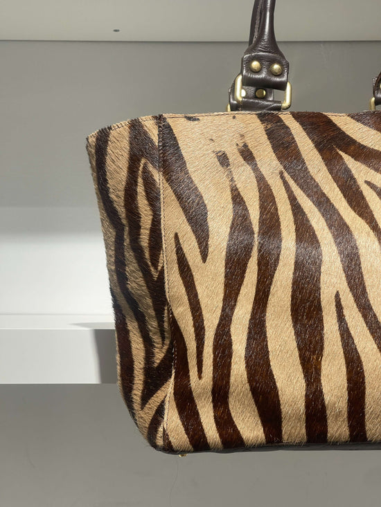 Vintage 00s Zebra Fur Maxi Bag