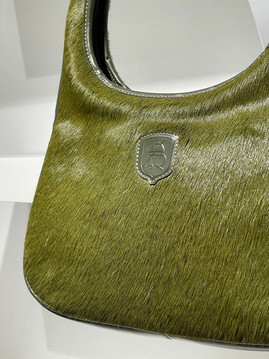 Vintage Late 90s Green Olvide Fur Half Moon Bag