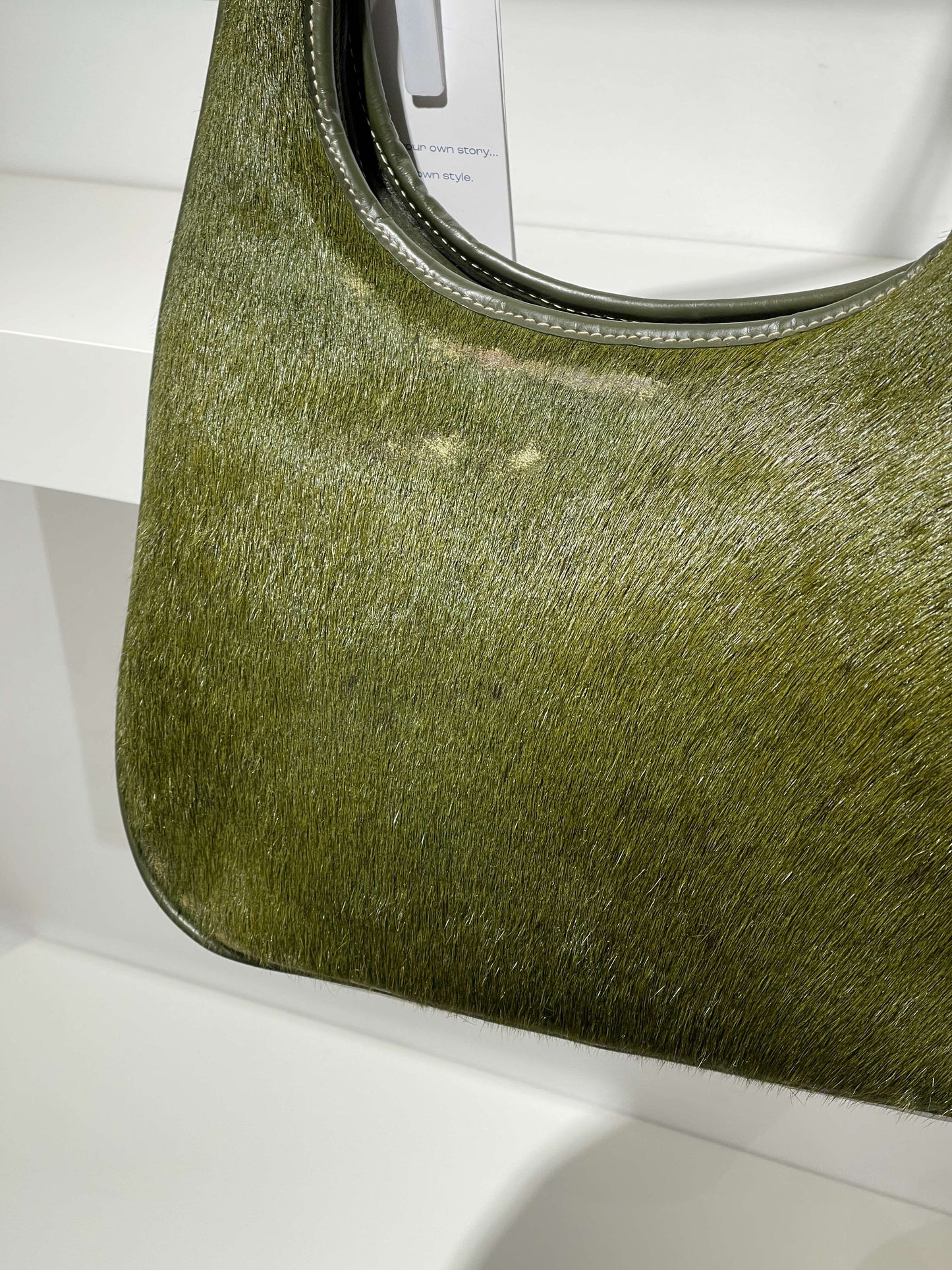 Vintage Late 90s Green Olvide Fur Half Moon Bag