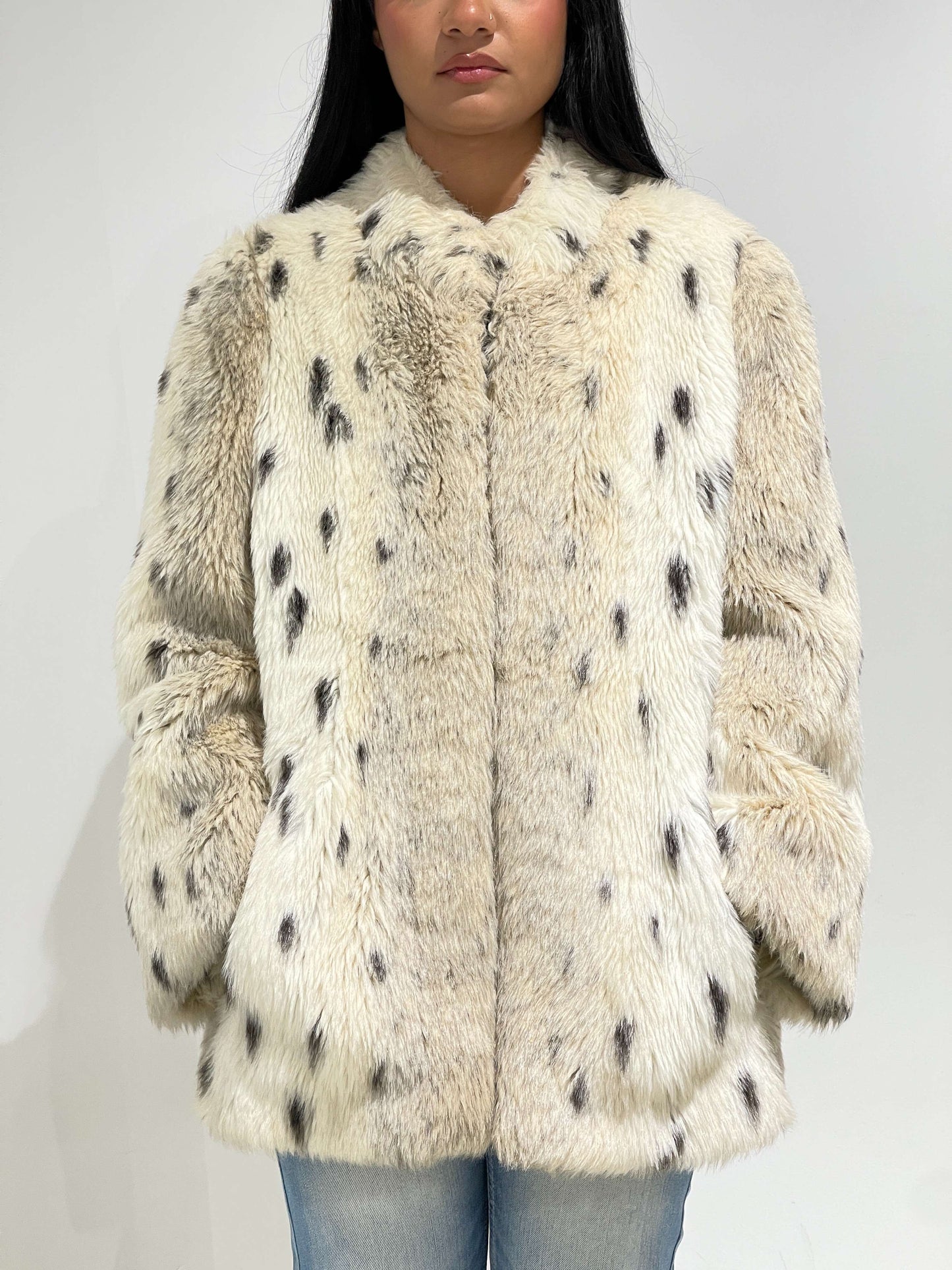 Vintage 90s Cruella Devil Style Fax Fur Coat