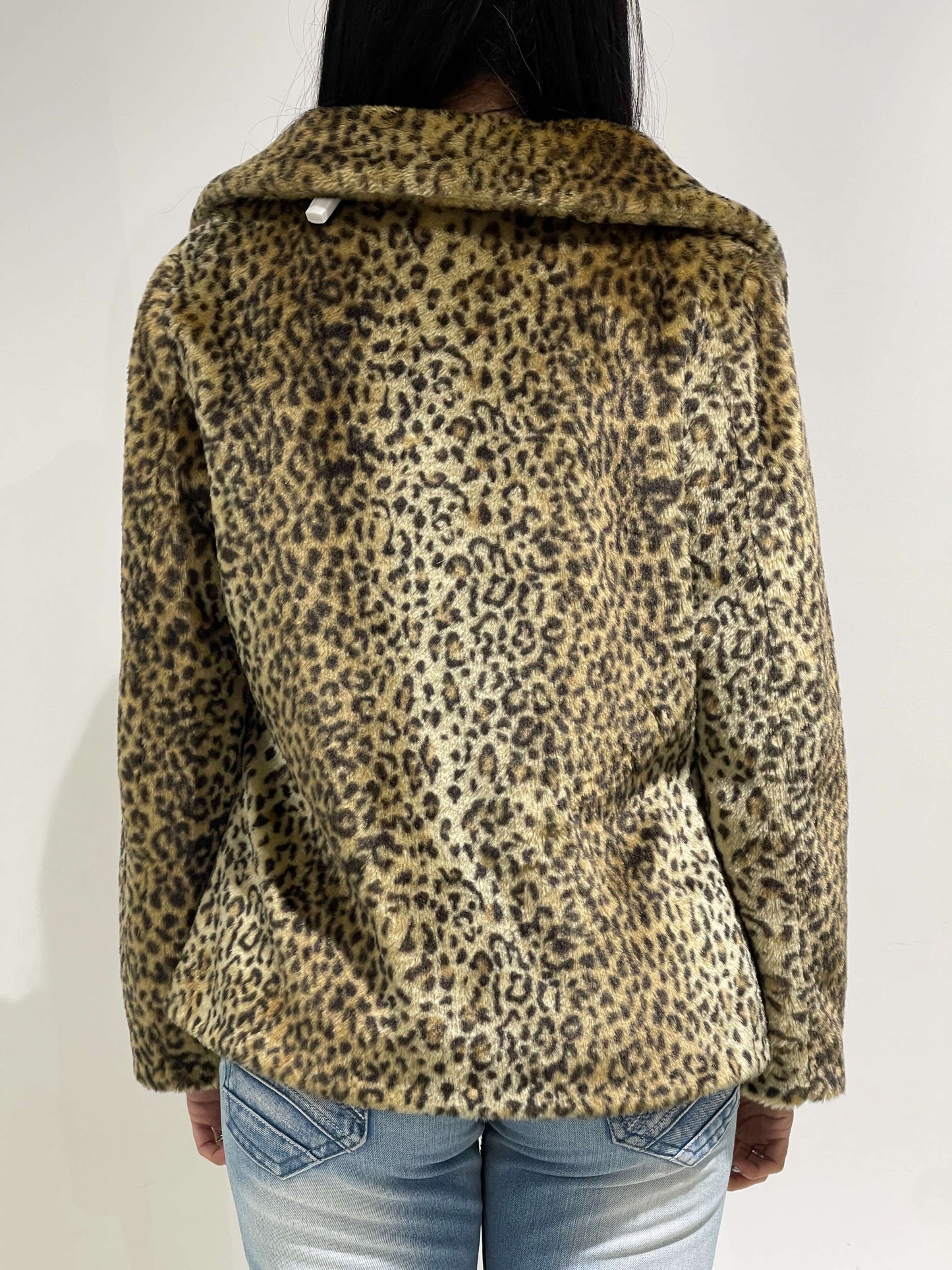 Vintage 00s Indie Sleaze Leopard Furry Coat in Brown