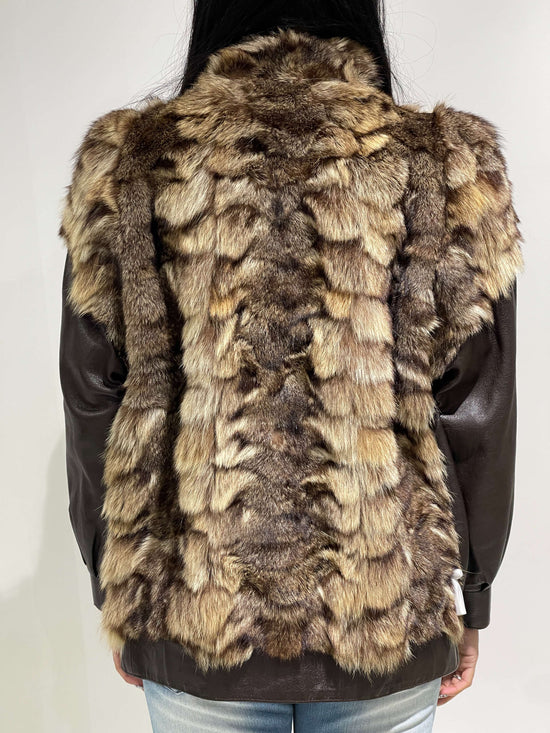 Vintage Late 90s Copenhagen Core Fur Maxi Leather Jacket