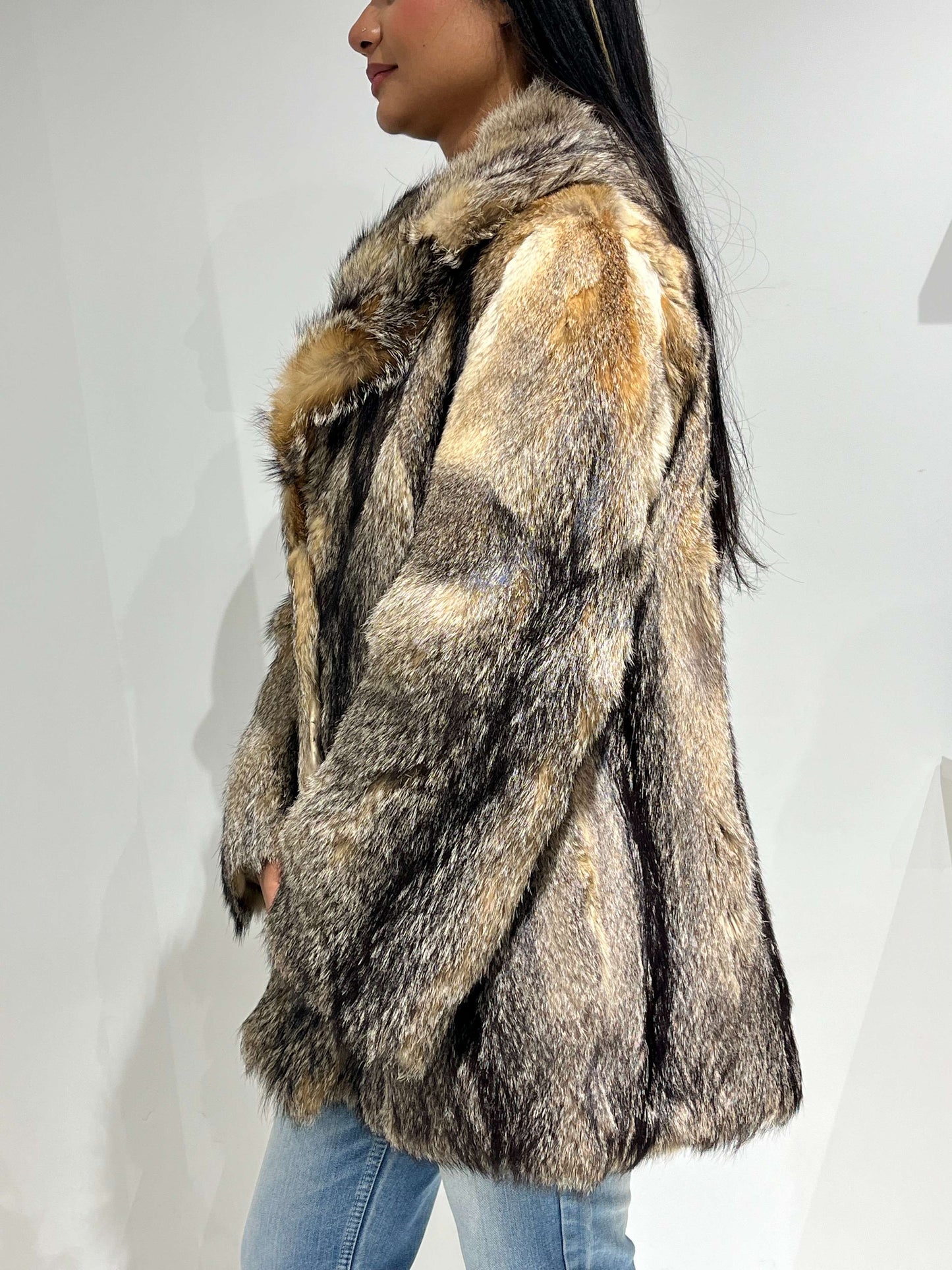 Vintage 90s Stockholm Style Fur Maxi Coat