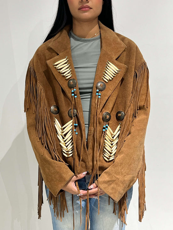 Vintage 90s Isabel Marant Style Suede Jacket With Fringes