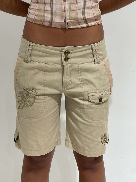 Vintage 00s Jorts With Embroidered Trival and Beads