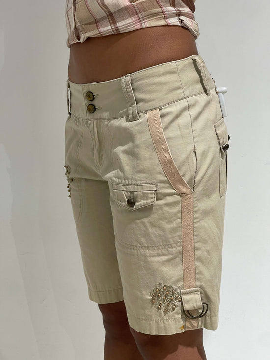 Vintage 00s Jorts With Embroidered Trival and Beads