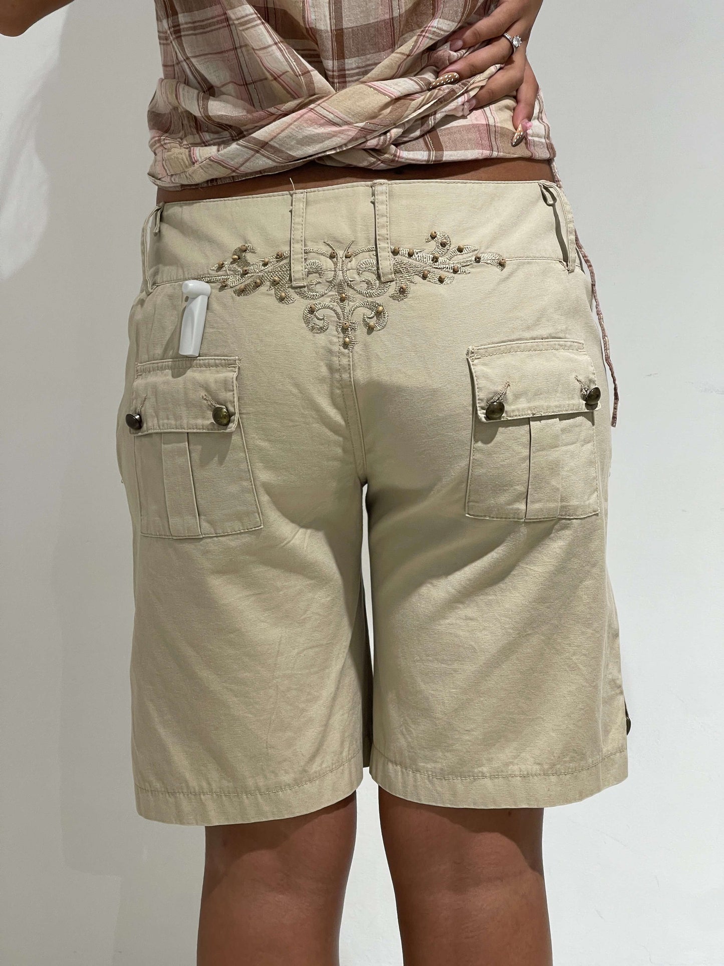 Vintage 00s Jorts With Embroidered Trival and Beads