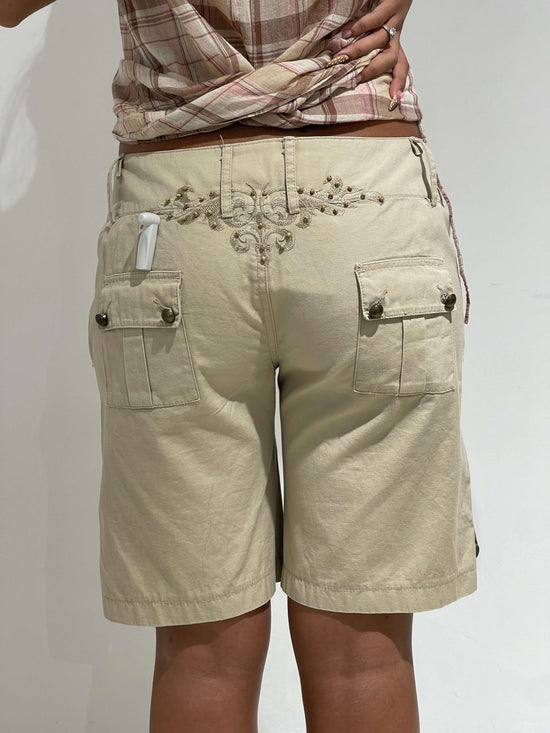 Vintage 00s Jorts With Embroidered Trival and Beads