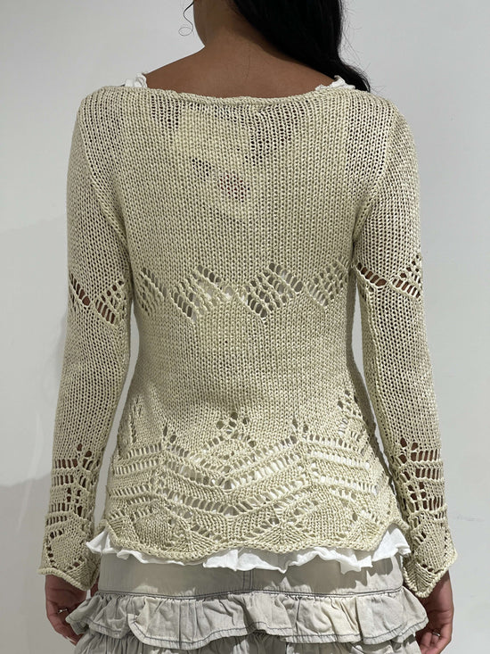 Vintage 00s Jane Birkin Style Crochet Mini Dress-Jumper