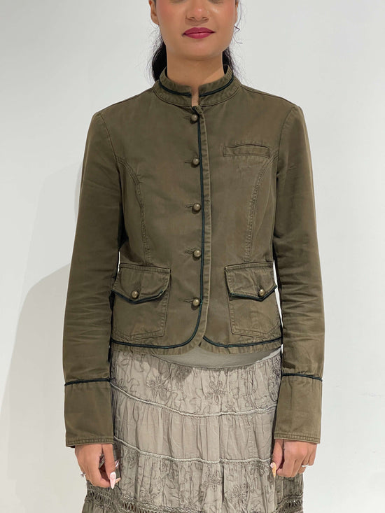 Vintage 00s Kate Moss Style Militar Jacket in khaki