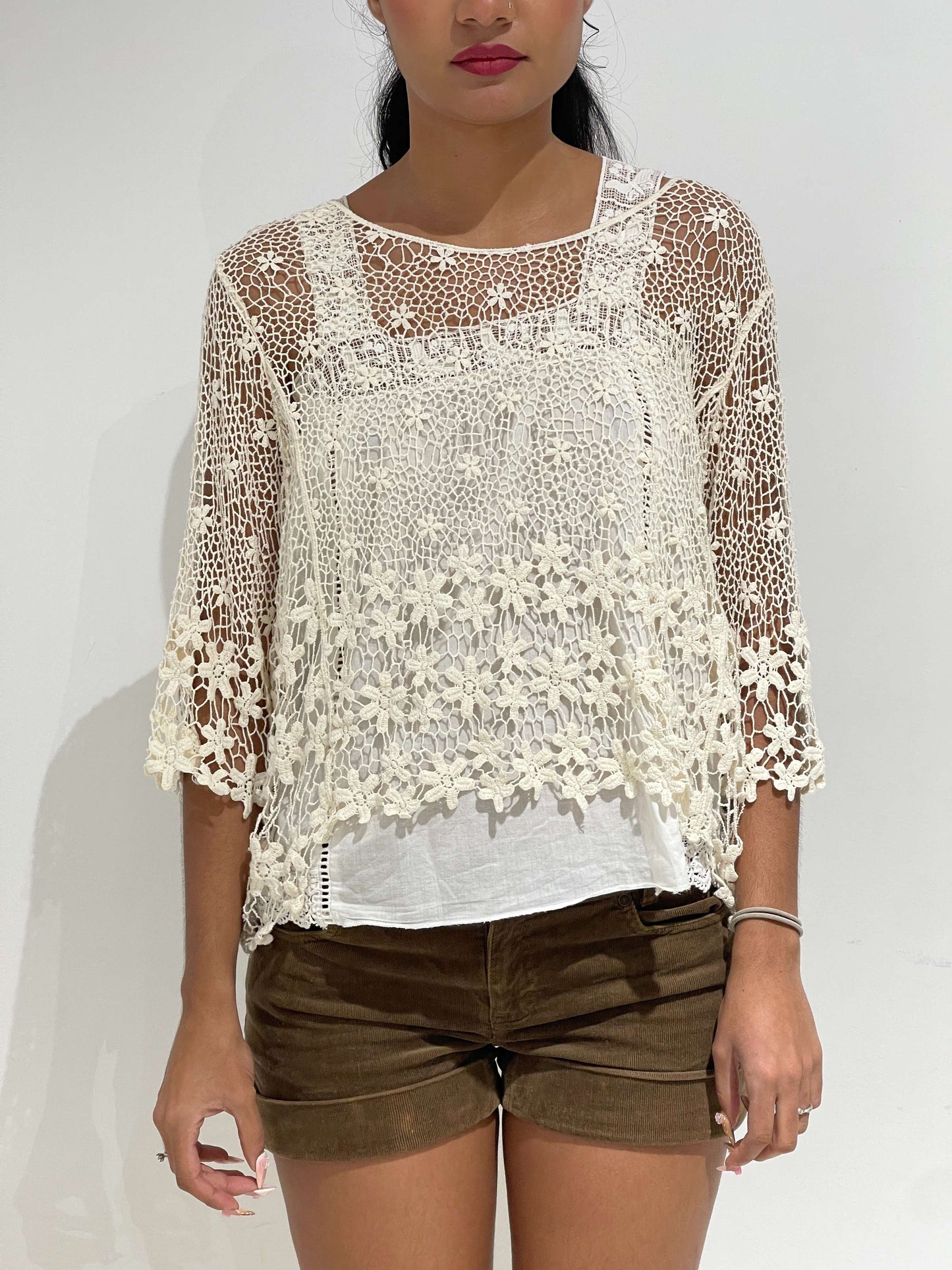 Vintage 00s Isabel Marant Style Crochet Boho Shirt