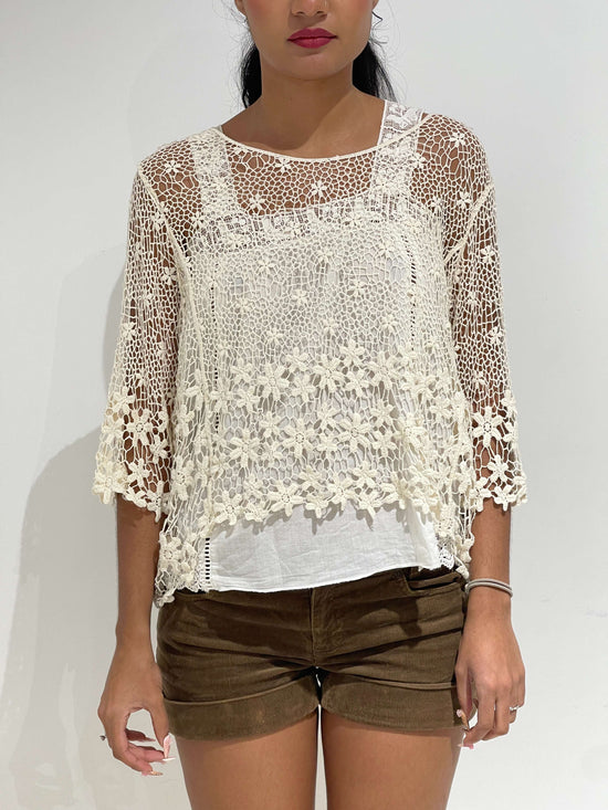 Vintage 00s Isabel Marant Style Crochet Boho Shirt