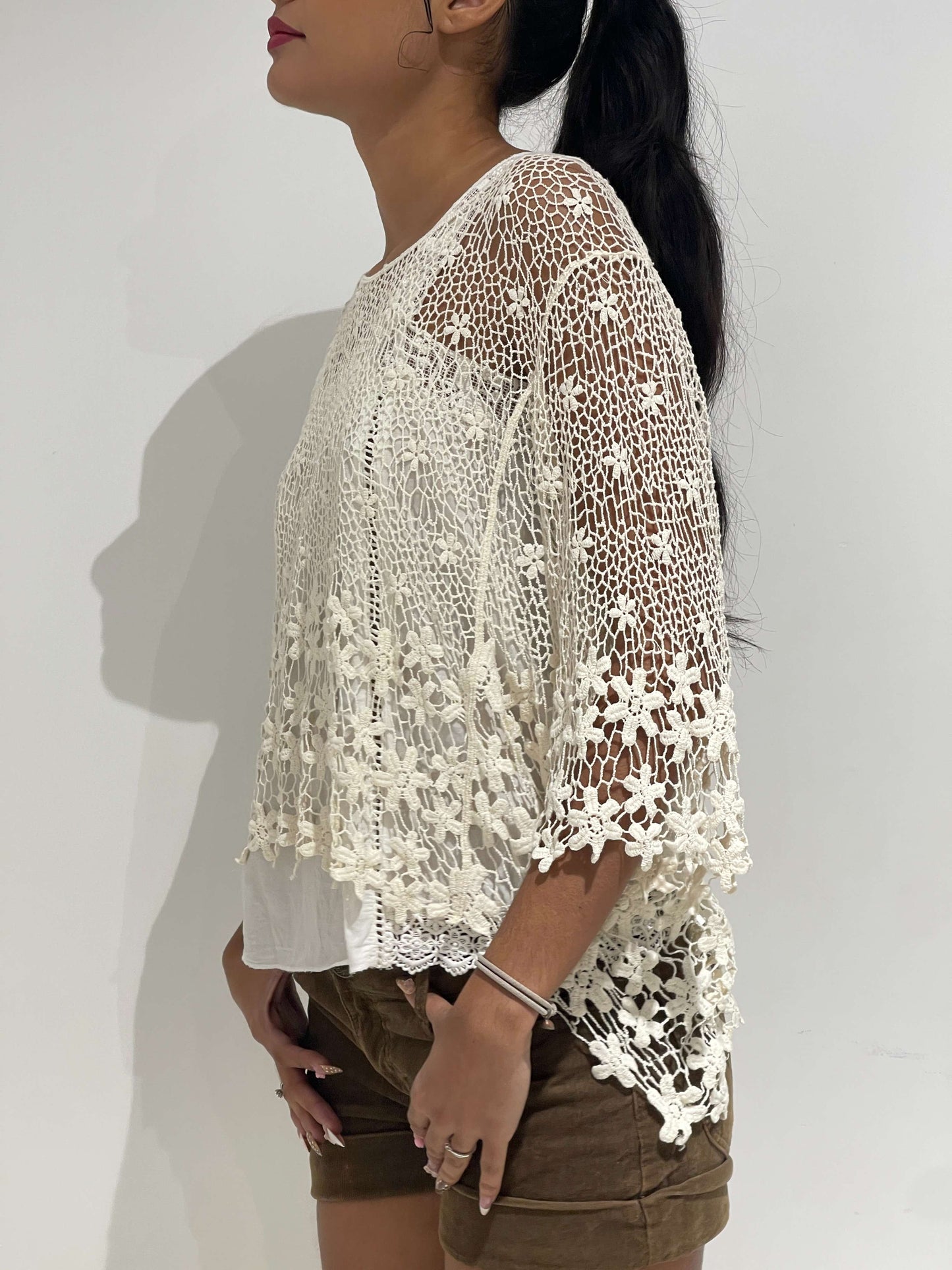 Vintage 00s Isabel Marant Style Crochet Boho Shirt