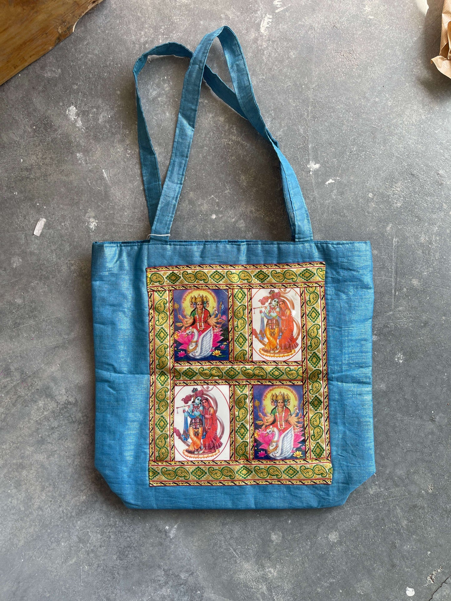 Vintage 90s Shimmery Ethnic Bag In Blue