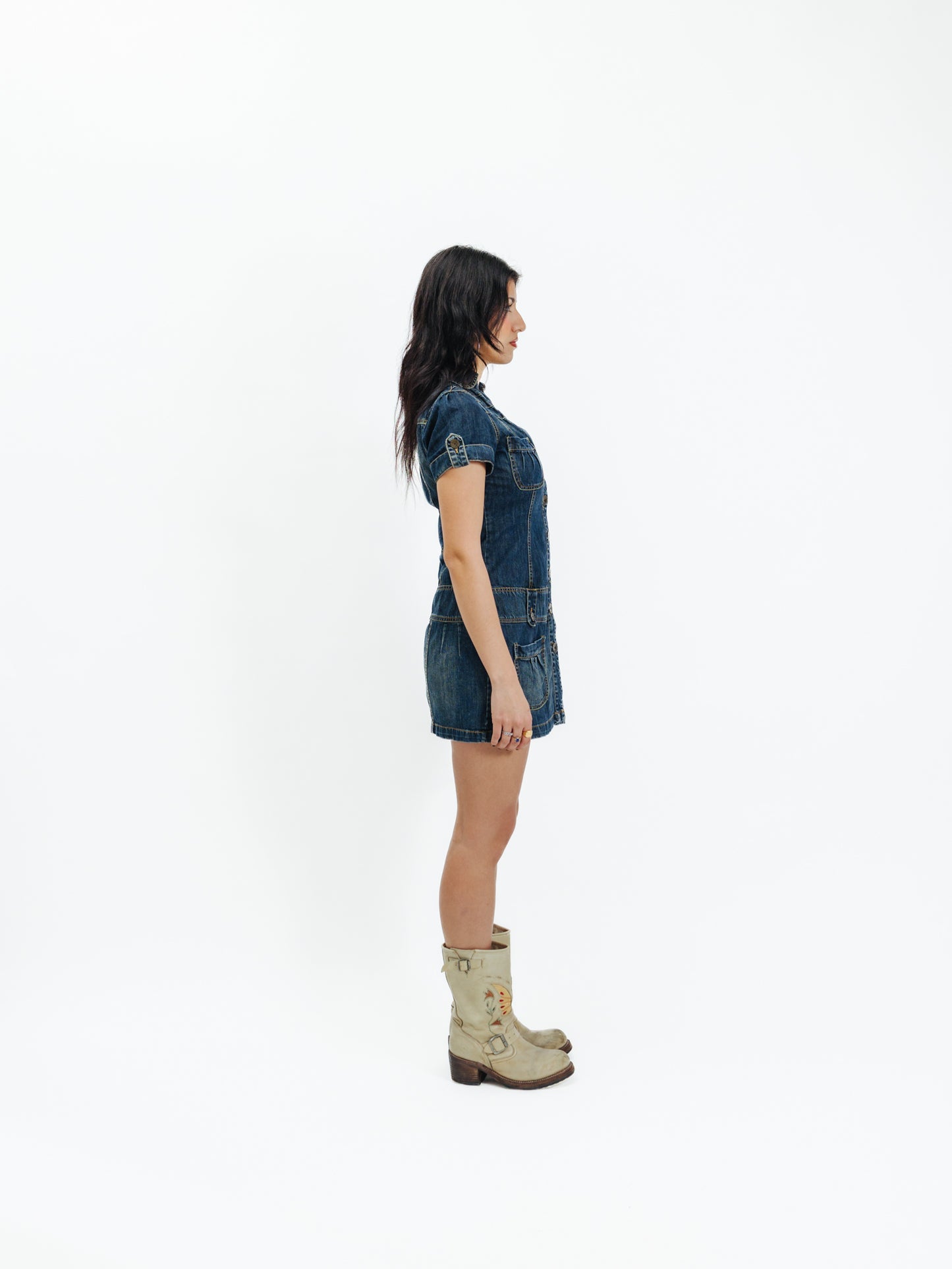 Vintage 00s Indie Sleaze Denim Cargo Dress