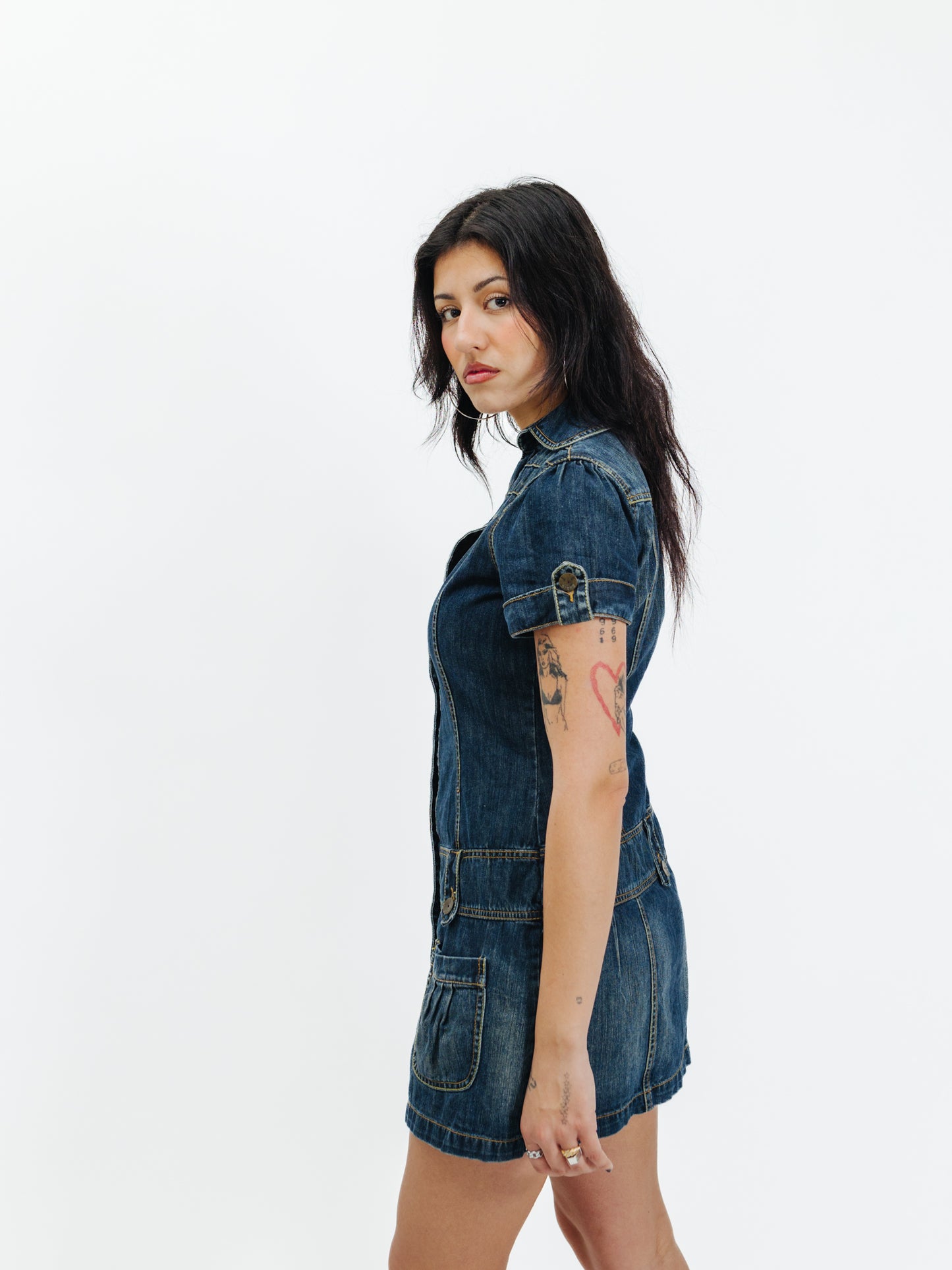 Vintage 00s Indie Sleaze Denim Cargo Dress