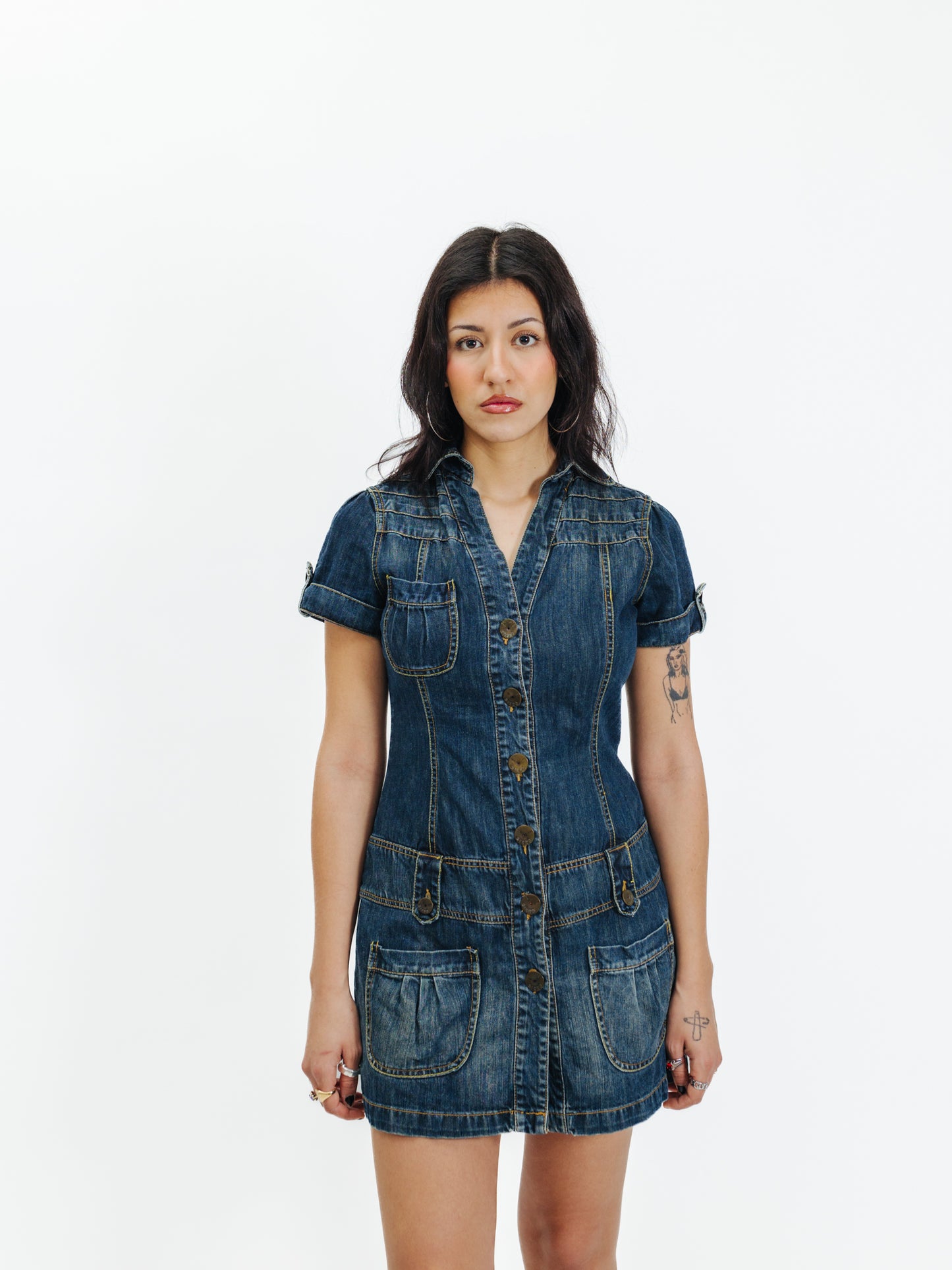 Vintage 00s Indie Sleaze Denim Cargo Dress