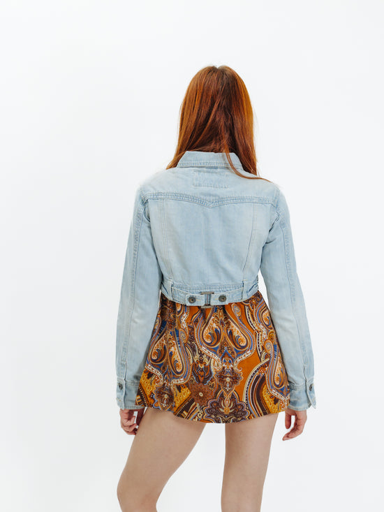 Vintage 00s Indie Sleaze Light Denim Zip Up Cropped Jacket