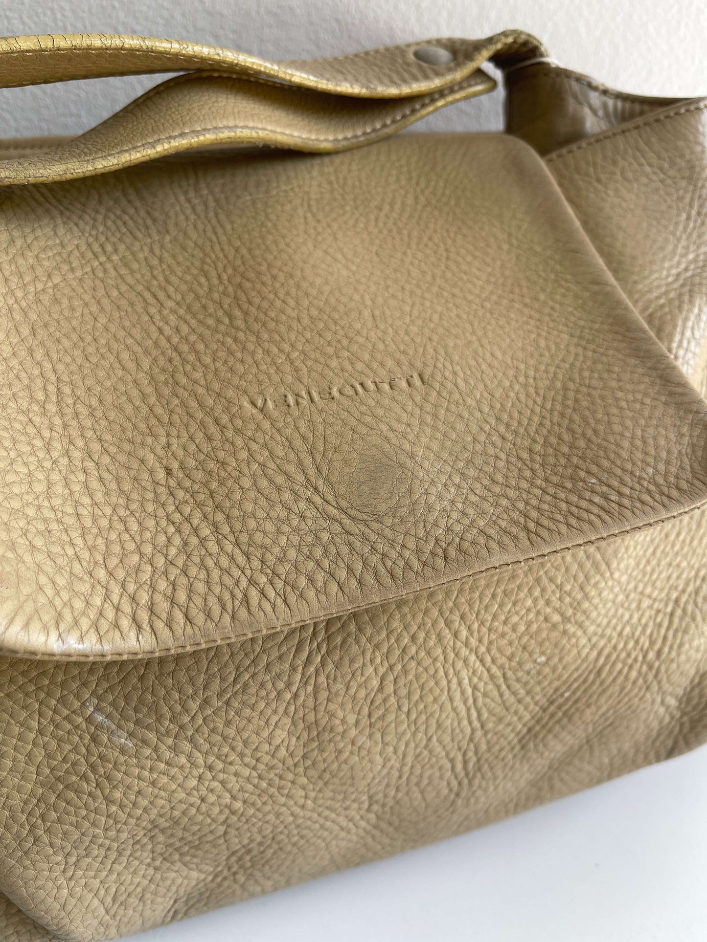 Vintage 90s Beige Leather Strapy Bag