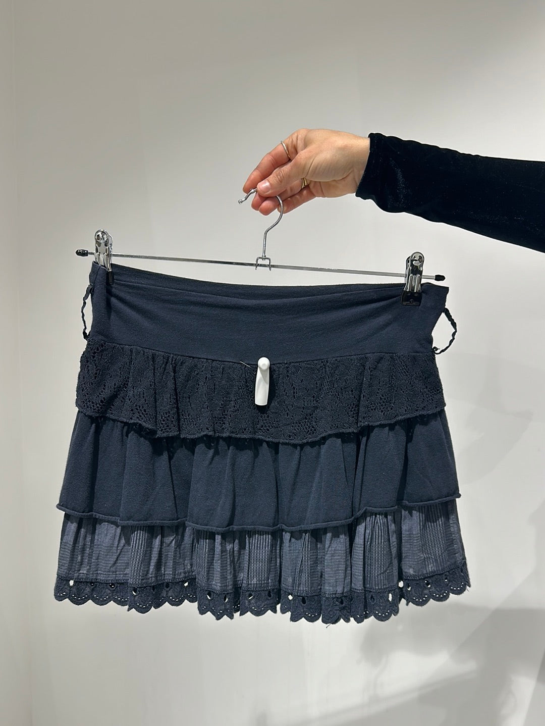 Vintage 00s Goth Ruffled Mini Skirt