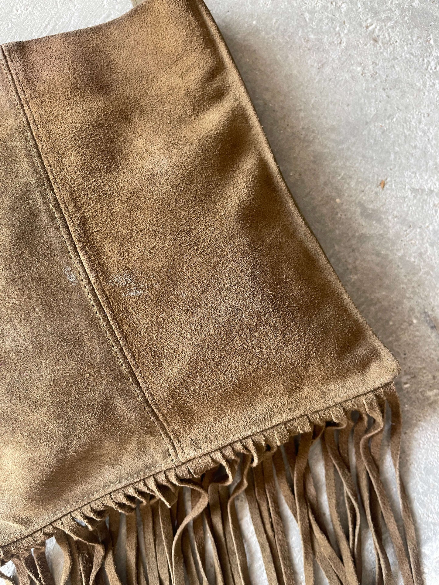 Vintage 00s Suede Shoulder Bag With Fringes