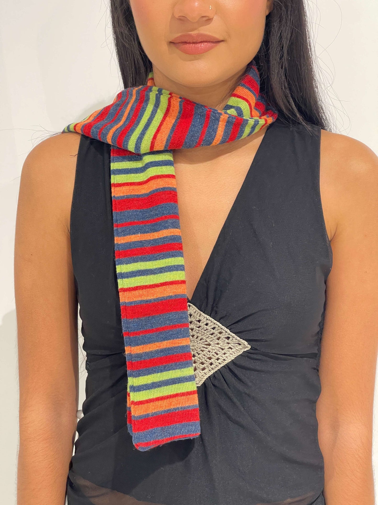 Vintage 00s Phoebe Buffay Style Striped Scarf