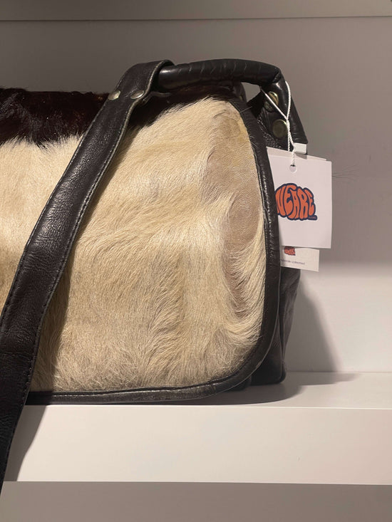 Vintage 90s Cow Leather Crossbody Bag