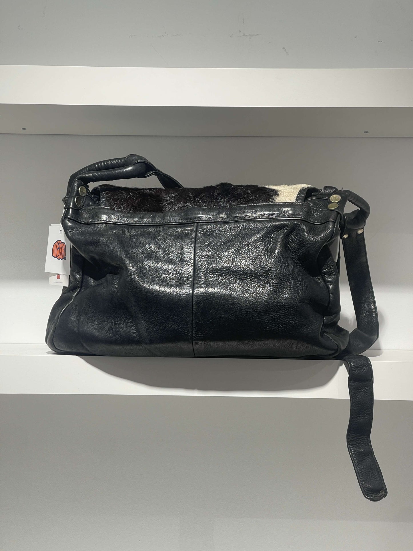 Vintage 90s Cow Leather Crossbody Bag