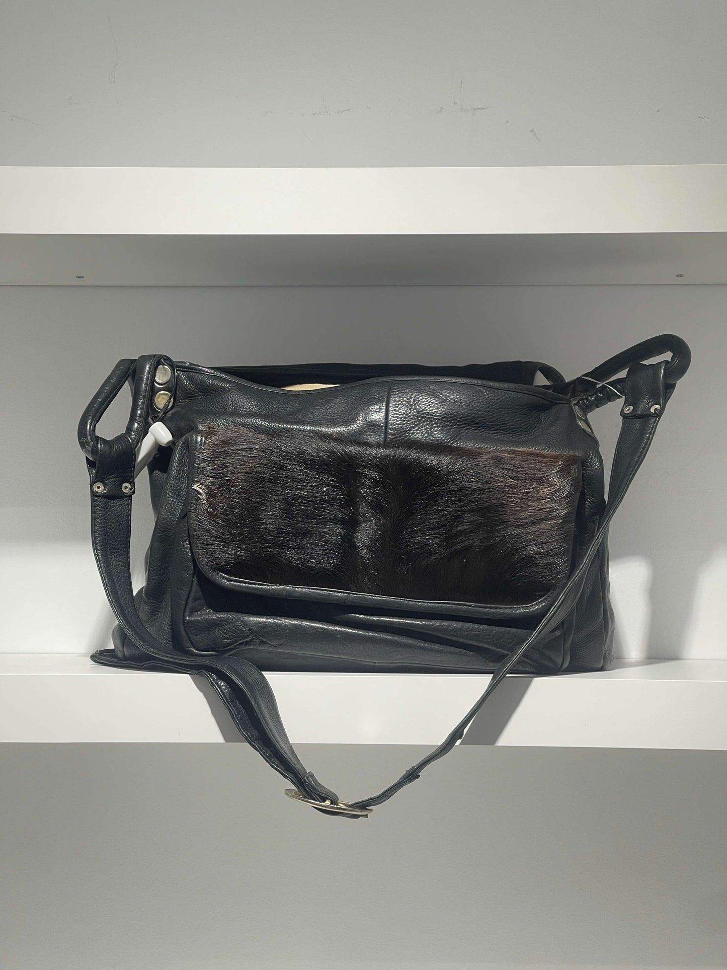 Vintage 90s Cow Leather Crossbody Bag