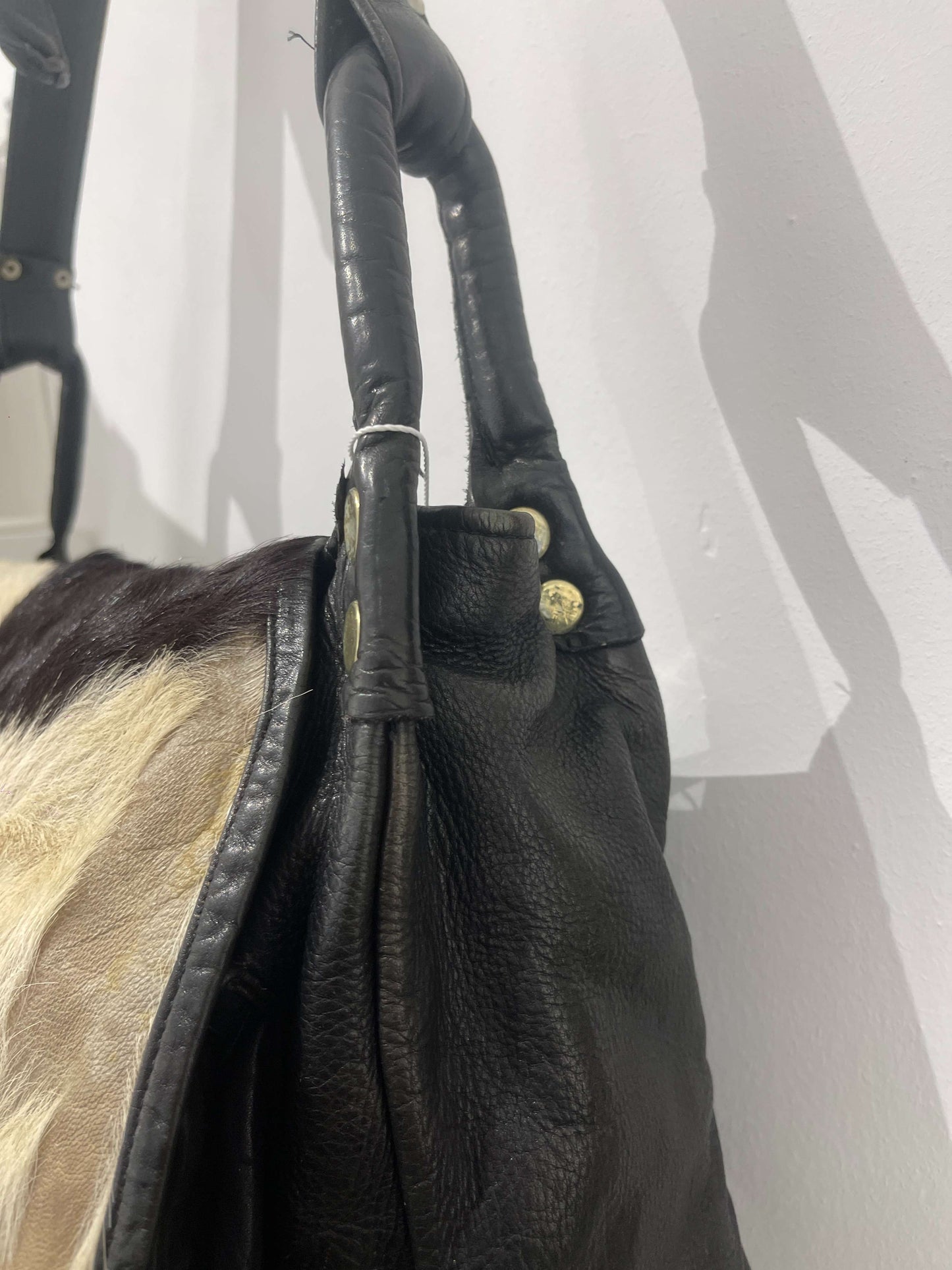 Vintage 90s Cow Leather Crossbody Bag